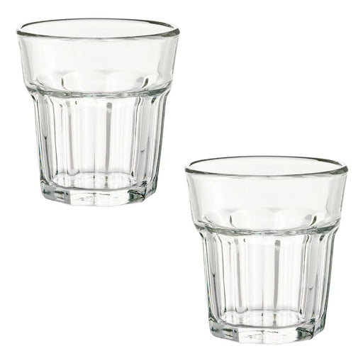 Close-up of IKEA POKAL 3 oz glass for espresso, crafted from clear glass