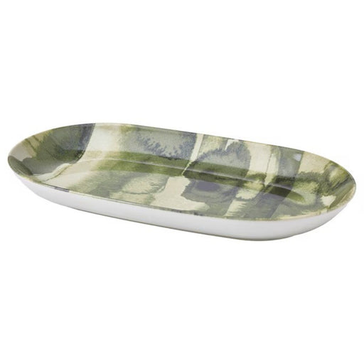 A modern dining accessory: the IKEA NÄBBFISK serving plate in patterned green.80571557