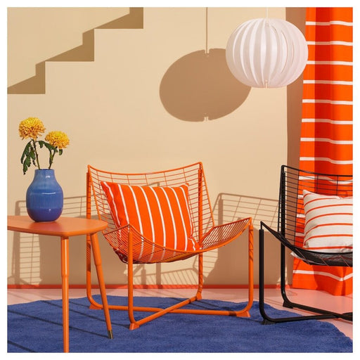 IKEA NICKFIBBLA Orange White/stripe cushion cover on a sofa, adding a stylish touch to home décor (Pack of 1)-80560988