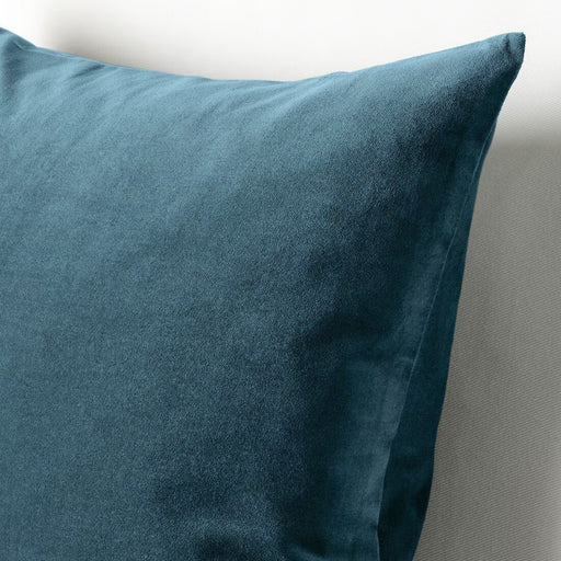 Close-up of IKEA SANELA cushion cover fabric, deep blue, highlighting its soft texture and high-quality material-(pack of 1)-40548328