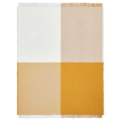 "Elevate your decor with the luxurious dark yellow/off-white IKEA UGGLEFLY Throw"