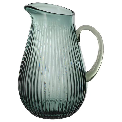 "IKEA VARDAGEN patterned jug in dark grey-green, ideal for serving beverages.-00576653

