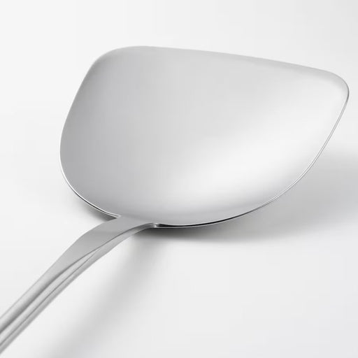 Close-up of VARDAGEN 14-inch wok spatula, stainless steel with a natural beech wood handle