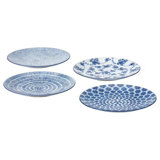 Digital Shoppy IKEA  Side Plate, Patterned/Blue,18 cm (7 ") (Set of 4) 00505359