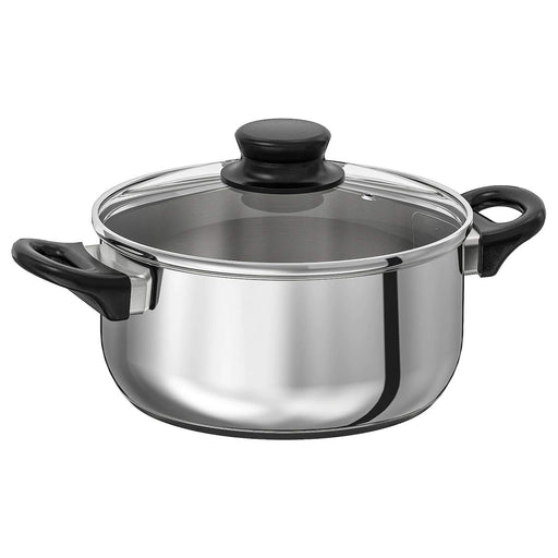 Digital Shoppy IKEA Pot with Lid - Stainless Steel and Glass (2.8 L ) - digitalshoppy.in