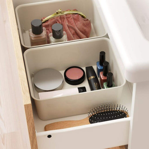 A set of stackable plastic drawers from IKEA, ideal for organizing office supplies, crafting materials, or makeup.