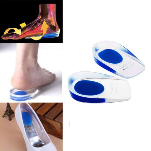 Digital Shoppy 1 Pair Heel Support Pad Cup Gel Silicone Shock Cushion Orthotic Increased Insoles Plantar Care Foot Inserts Soft Half Height(Blue)