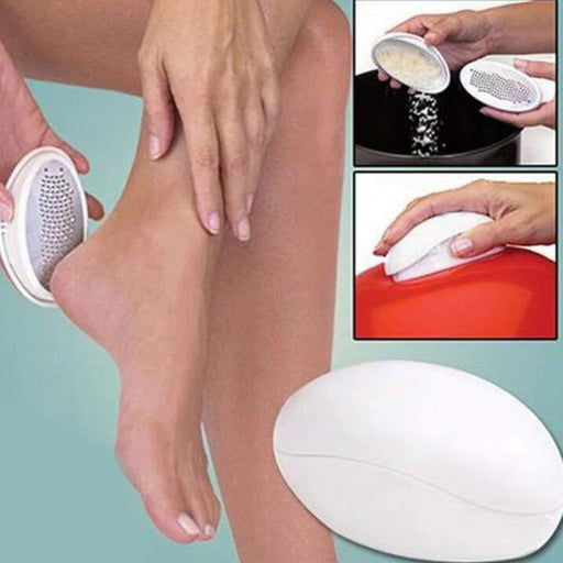 An egg-shaped pedicure foot callous remover tool