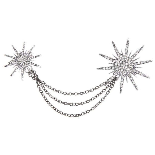 Digital Shoppy Fashion Collar Chain Snow Stars Brooch Alloy Rhinestone Brooch for Women Silver Plated Color Fashion Jewelry Brooches