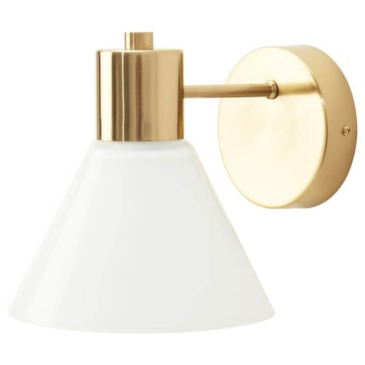 IKEA Wall lamp, Wired-In Installation, Brass-Colour/Glass With LED bulb E27 Globe Opal White - digitalshoppy.in