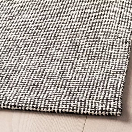 Digital Shoppy IKEA Rug, flatwoven, black/natural, 155x220 cm (5 ' 1 "x7 ' 3 ")Rug, floor covering, carpet, mat, textile, woven, knotted, tufted, pattern, design, material, durability, maintenance, indoor, outdoor, living room, bedroom, hallway, entryway-60470045