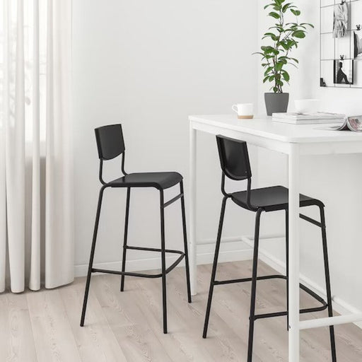 Digital Shoppy IKEA Bar stool with backrest, black/black, 74 cm (29 1/8 ") 50498422 Barstools online high chairs furniture indoor home