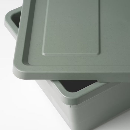 Digital Shoppy IKEA  Storage box with lid, grey-green, 38x25x15 cm-For clothes, kitchen, food, media organisers, plastic baskets, in/outdoor-40514069