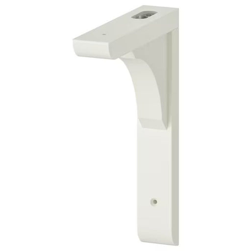 The Ikea Bracket in white, made of sturdy metal and designed to support heavy-duty wall shelves.- 60430554   