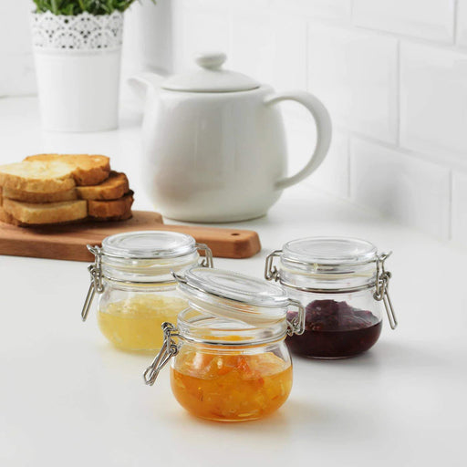 Digital Shoppy IKEA Jar with Lid, Clear Glass, 13 cl (4 oz), 3 Pack - digitalshoppy.in